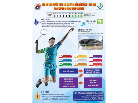 Giải cầu lông truyền thống các CLB Tp. Đà Nẵng lần thứ 25 - năm 2020 Tranh CUP VN Đà Thành Group lần thứ 2
